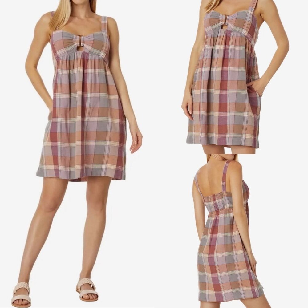 Lucky Brand Plaid Mini Dress - Pink and Brown
